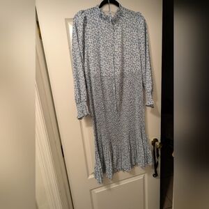 Floral Blue Long Sleeve Dress